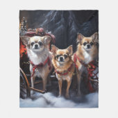 Chihuahua Snowy Sleigh Weihnachtsdekor Fleecedecke (Vorderseite)