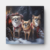 Chihuahua Snowy Sleigh Weihnachtsdekor Fotoplatte (Vorderseite)