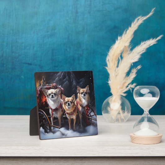 Chihuahua Snowy Sleigh Weihnachtsdekor Fotoplatte (InSitu)