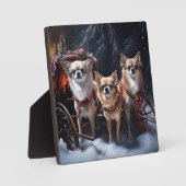 Chihuahua Snowy Sleigh Weihnachtsdekor Fotoplatte (Vorderseite)