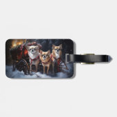 Chihuahua Snowy Sleigh Weihnachtsdekor Gepäckanhänger (Rückseite horizontal)