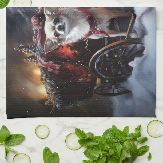 Chihuahua Snowy Sleigh Weihnachtsdekor Geschirrtuch (Gefaltet)
