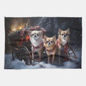 Chihuahua Snowy Sleigh Weihnachtsdekor Geschirrtuch (Horizontal)