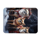 Chihuahua Snowy Sleigh Weihnachtsdekor Magnet (Horizontal)
