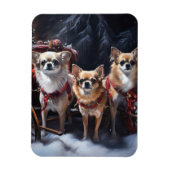 Chihuahua Snowy Sleigh Weihnachtsdekor Magnet (Vertikal)
