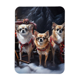 Chihuahua Snowy Sleigh Weihnachtsdekor Magnet