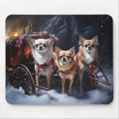 Chihuahua Snowy Sleigh Weihnachtsdekor Mousepad (Vorne)