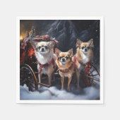 Chihuahua Snowy Sleigh Weihnachtsdekor Serviette (Vorderseite)