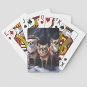 Chihuahua Snowy Sleigh Weihnachtsdekor Spielkarten (Rückseite)