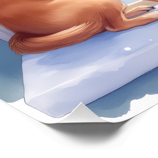 Chihuahua Snowy Windowsill Holiday Christmas Art Poster (Ecke)