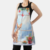 Chihuahua Snowy Windowsill Holiday Christmas Art Schürze (InSitu)