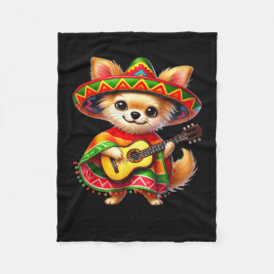 Chihuahua Sombrero Gitarre Cinco De Mayo Mexikanis Fleecedecke