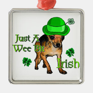 Chihuahua St Patrick's Day Silbernes Ornament