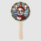 Chihuahua Stached Glass Christmas Fächer (Rückseite)
