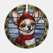 Chihuahua Stached Glass Christmas Ornament Aus Glas (Rückseite)