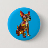 Chihuahua Stained Glass Button (Vorderseite)