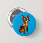 Chihuahua Stained Glass Button (Vorne & Hinten)