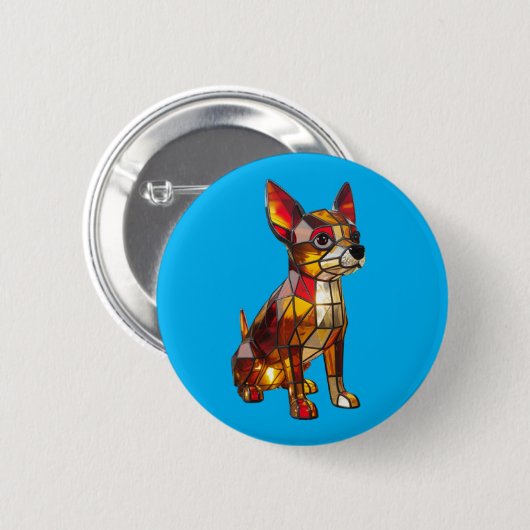 Chihuahua Stained Glass Button (Vorne & Hinten)