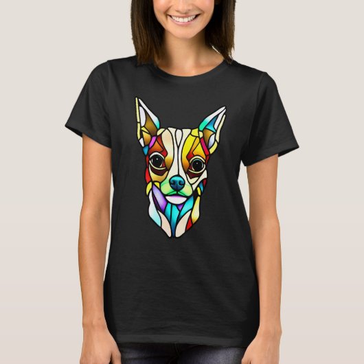 Chihuahua - Stained Glass Pop Art_3 T-Shirt (Vorderseite)