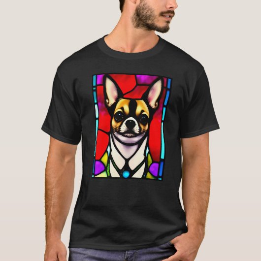 Chihuahua - Stained Glass Pop Art Premium_2 T-Shirt (Vorderseite)