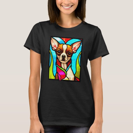 Chihuahua - Stained Glass Pop Art Premium_3 T-Shirt (Vorderseite)