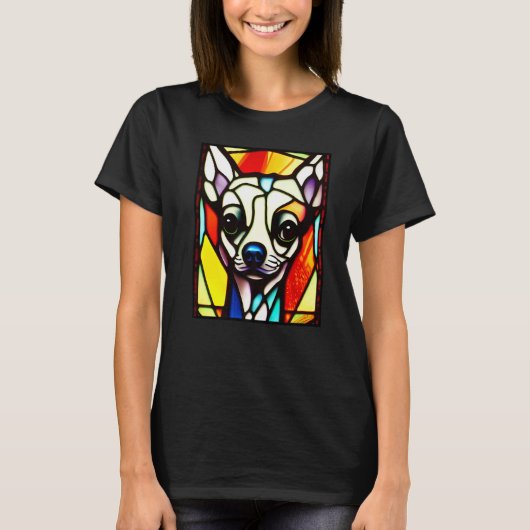 Chihuahua - Stained Glass Pop Art Premium_4 T-Shirt (Vorderseite)