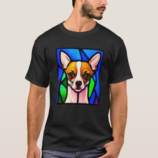 Chihuahua - Stained Glass Pop Art Premium_5 T-Shirt (Vorderseite)