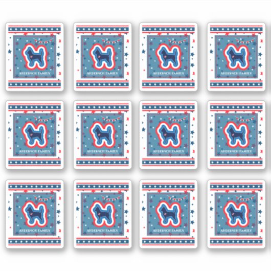 Chihuahua Stars rot weiß und blau 4. Juli Aufkleber (Vorderseite)