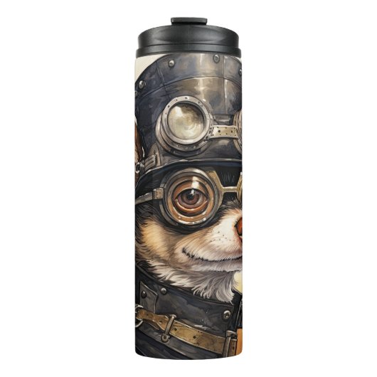 Chihuahua-Steampunk-Hund Thermosbecher (Vorderseite)