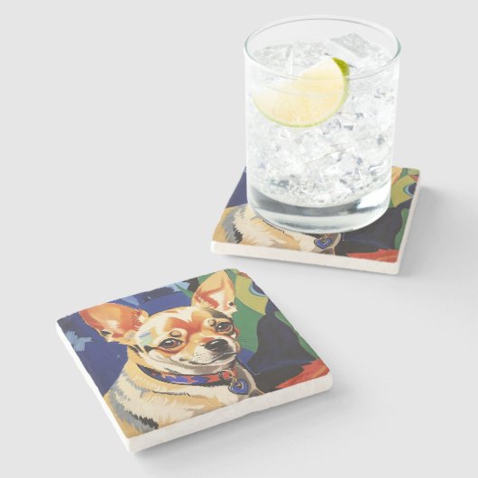 Chihuahua Steinuntersetzer (Seitenansicht)