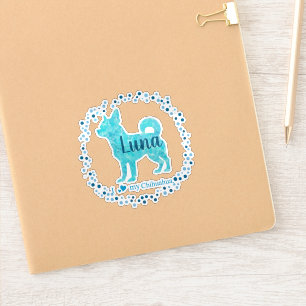 Chihuahua Sticker - Personalisiertes Pastel-blaues