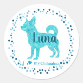Chihuahua Sticker - Personalisiertes Pastel-blaues (Vorderseite)