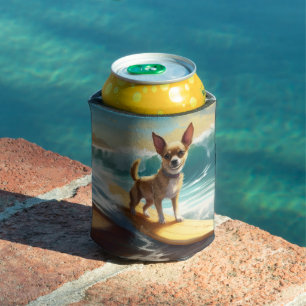 Chihuahua-Strand-Surfing-Gemälde Dosenkühler