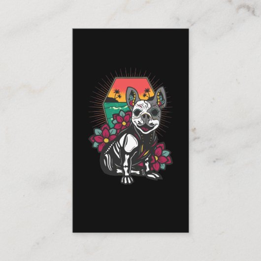 Chihuahua Sugar Skull Mexican Dog Visitenkarte (Vorderseite)