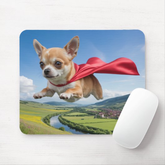 Chihuahua Superhero Mousepad (Mit Mouse)