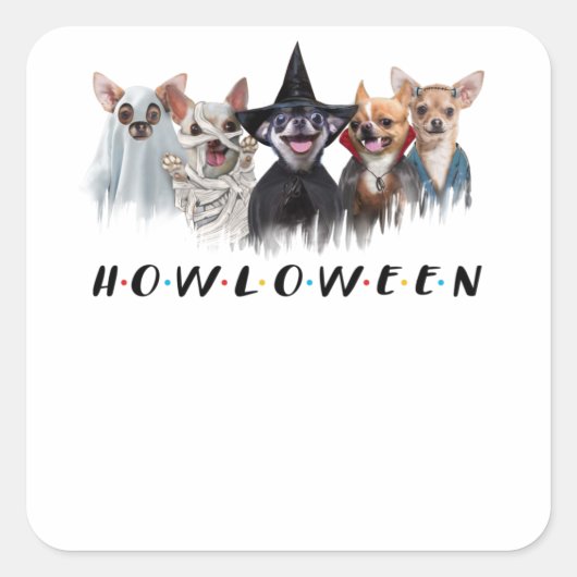 Chihuahua-T - Shirt-Chihuahua-Uferhalloween Quadratischer Aufkleber (Vorderseite)