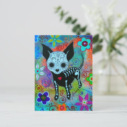 CHIHUAHUA TAG DES TOTEN PERRO POSTKARTE (Stehend Vorderseite)