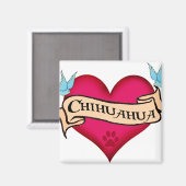 Chihuahua Tattoo Heart Magnet (Vorderseite/Rückseite)