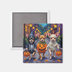 Chihuahua Trick-or-Treating in Halloween-Kostümen Magnet