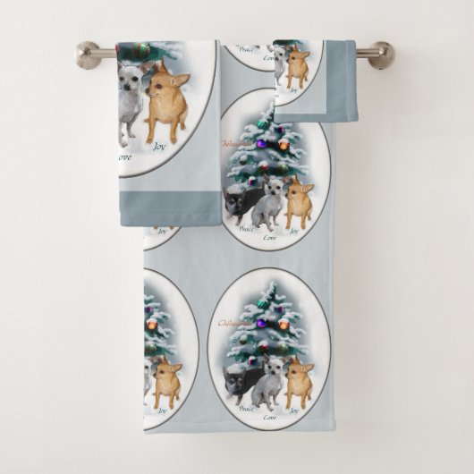 Chihuahua Trio Christmas Badhandtuch Set (Insitu)