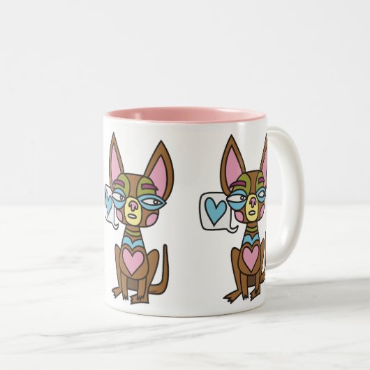 Chihuahua-Trio-Tasse Zweifarbige Tasse (VorderseiteRechts)
