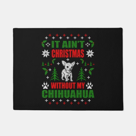 Chihuahua Ugly Christmas Sweater Fußmatte (Vorderseite)
