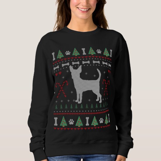 Chihuahua Ugly Sweater Christmas Funny Dog Lover Sweatshirt (Vorderseite)