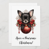 Chihuahua und Bauble Weihnachtskarte Feiertagskarte (Vorne/Hinten)