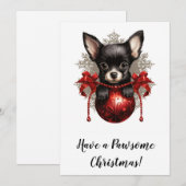 Chihuahua und Bauble Weihnachtskarte Feiertagskarte (Vorne/Hinten)
