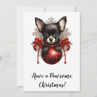 Chihuahua und Bauble Weihnachtskarte Feiertagskarte