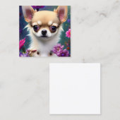 Chihuahua und Blume Quadratische Visitenkarte (Vorne/Hinten)