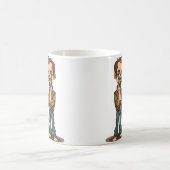 Chihuahua und Mann in Jacke Cartoon-Tasse Kaffeetasse (Mittel)