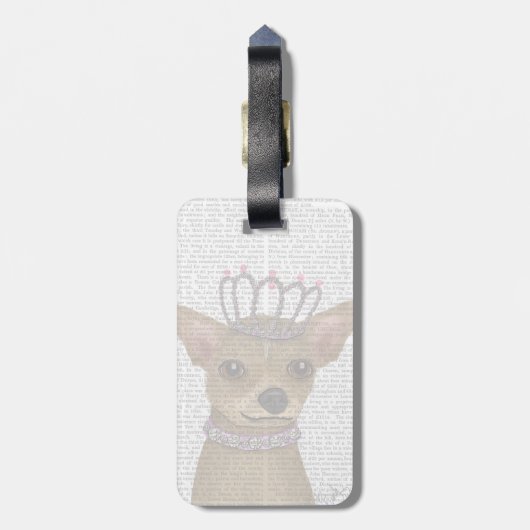 Chihuahua und Tiara Gepäckanhänger (Rückseite vertikal)