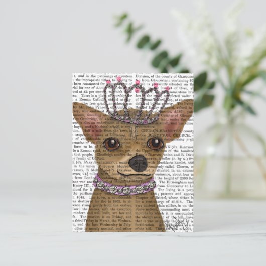 Chihuahua und Tiara Postkarte (Stehend Vorderseite)